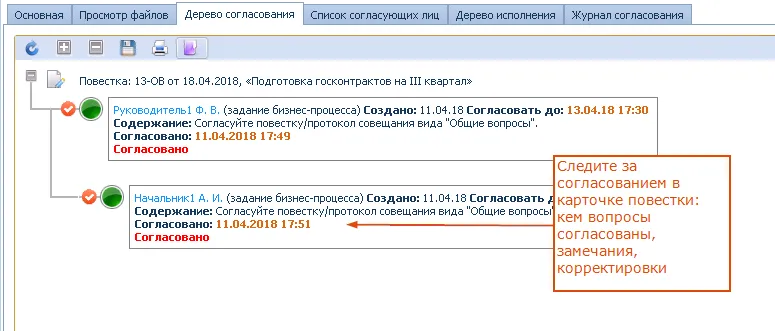Повестка, согласование
