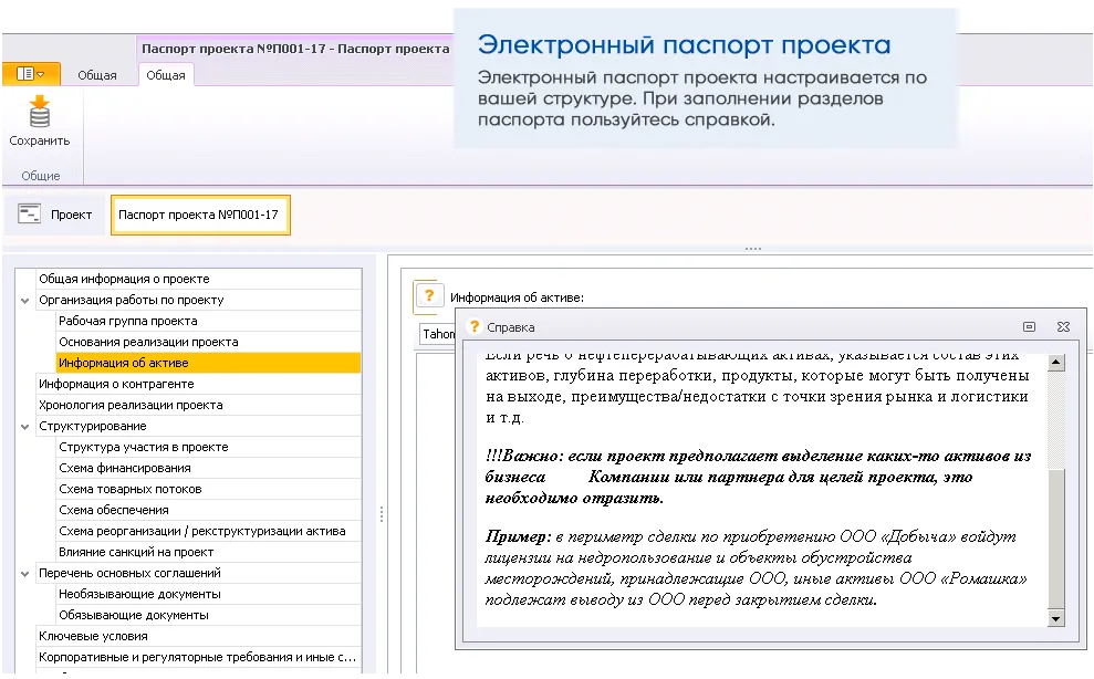 Управление проектами, паспорт